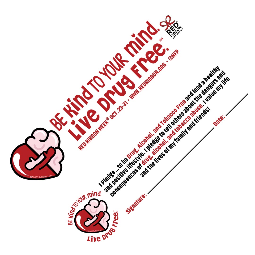 Be Kind To Your Mind. Live Drug Free.™ | Drug Prevention Bookmarks with Sign-up Commitment