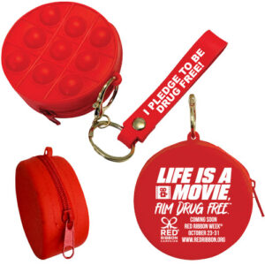 Red Ribbon Week Bubble Pop Zippered Pouch with Armband