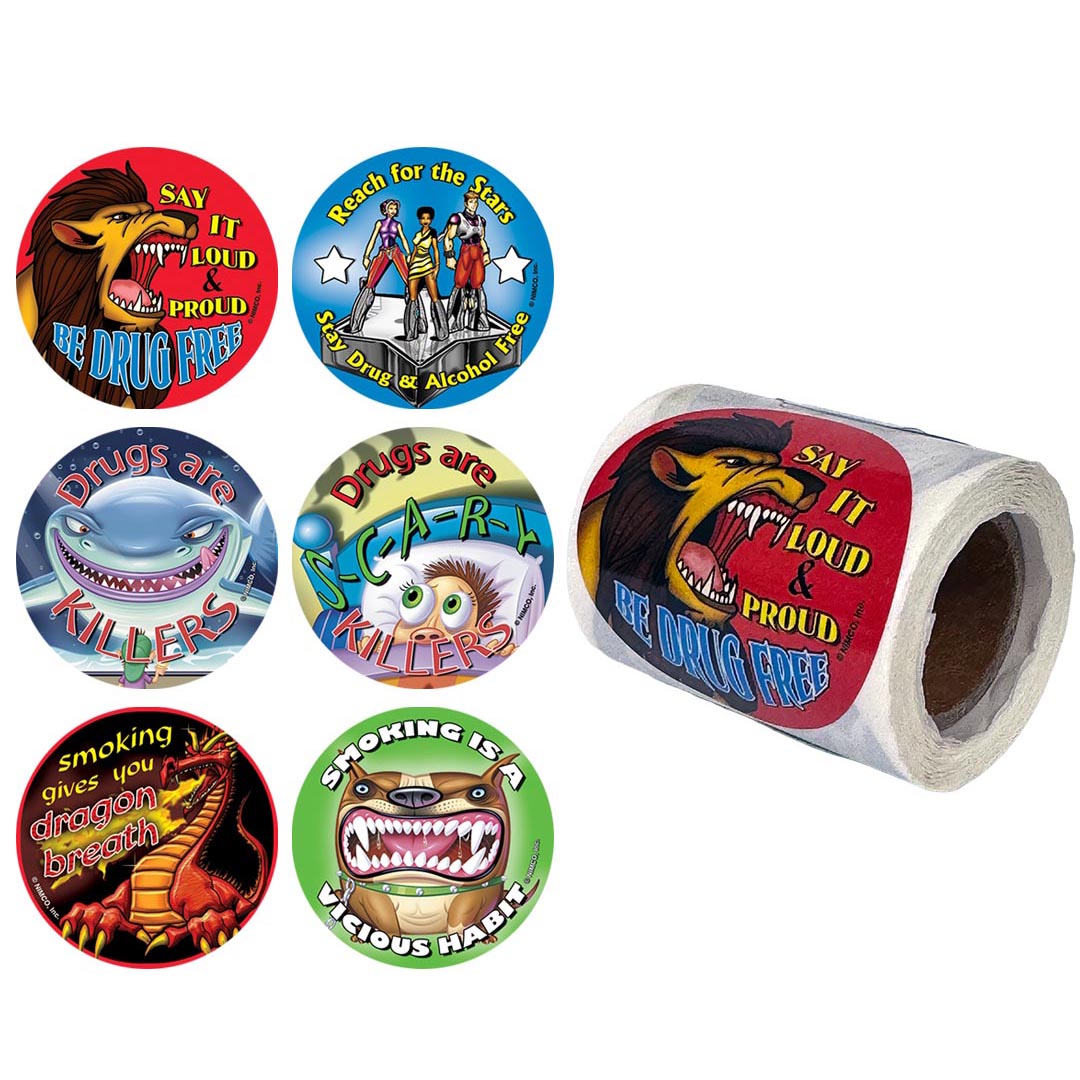 Reach For The Stars Stickers – Rolls of 100 – 6 Designs Each Roll