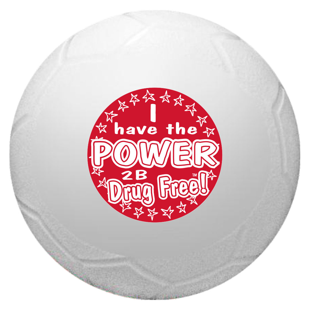 I Have the Power 2 B Drug Free white mini soccer ball