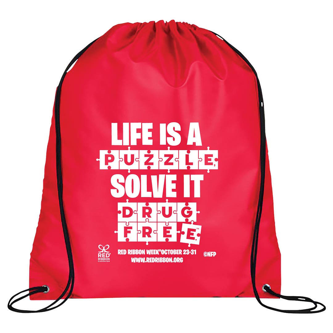 Red Ribbon Week Drawstring Backpack