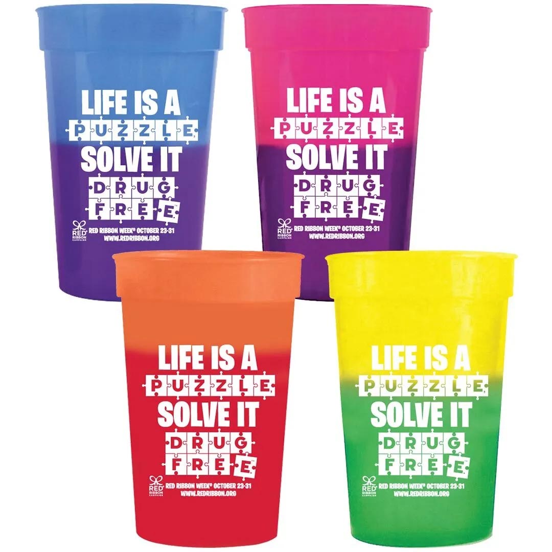 Red Ribbon Temperature Color Changing Cups