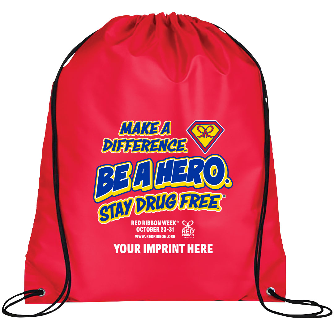 Red Ribbon Week Drawstring Backpack – CUSTOMIZABLE