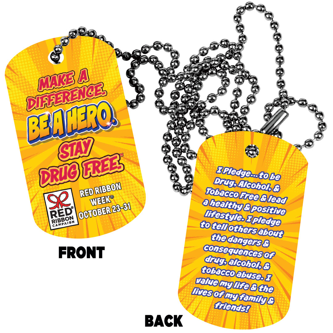 Red Ribbon Week Dog Tags