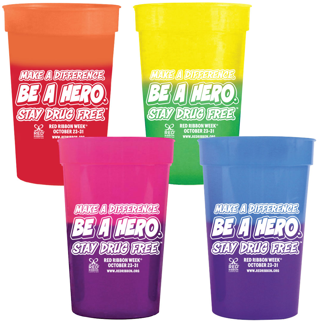 Red Ribbon Temperature Color Changing Cups