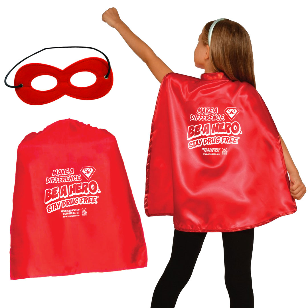 Red Ribbon Week Superhero Cape and Mask
