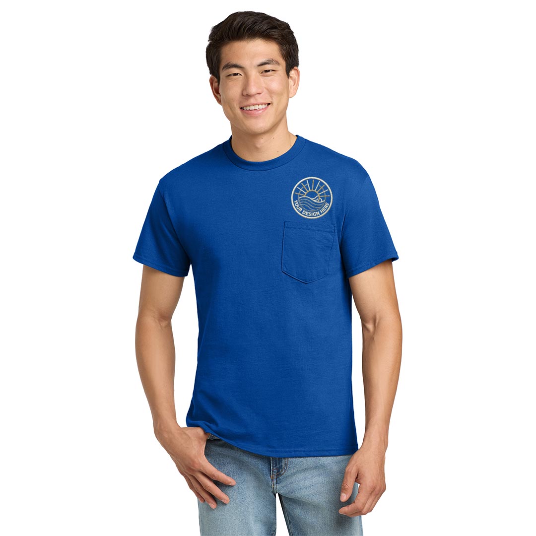 Gildan® – DryBlend® 50 Cotton/50 Poly Pocket T-Shirt – Embroidered