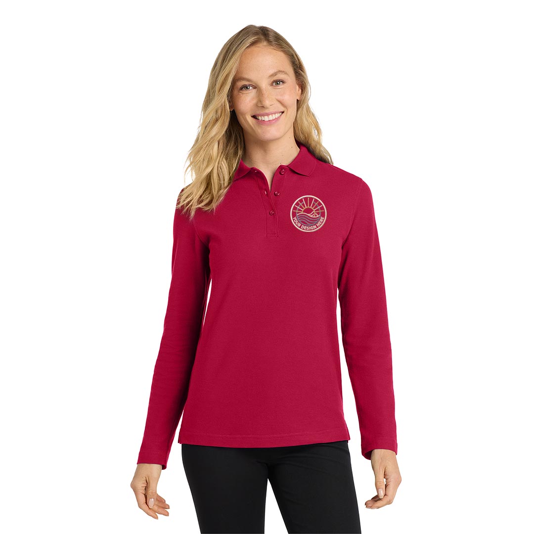 Port Authority Ladies Long Sleeve Silk Touch Polo-Embroidered
