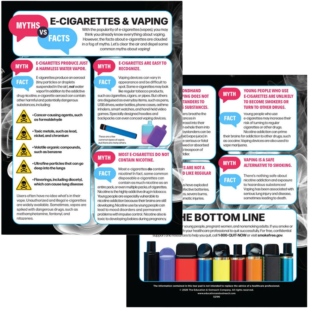 Vaping Myths vs Facts Tear Pad – Anti-Vaping Education Handout