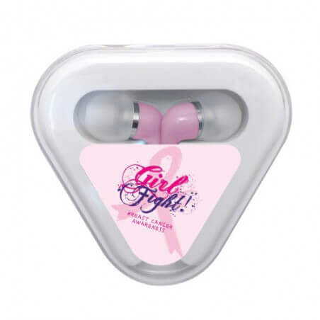 Earbuds: Triangular Shaped Case – Customizable – Full Color Decal Earbuds: Triangular Shaped Case – Customizable – Full Color Decal