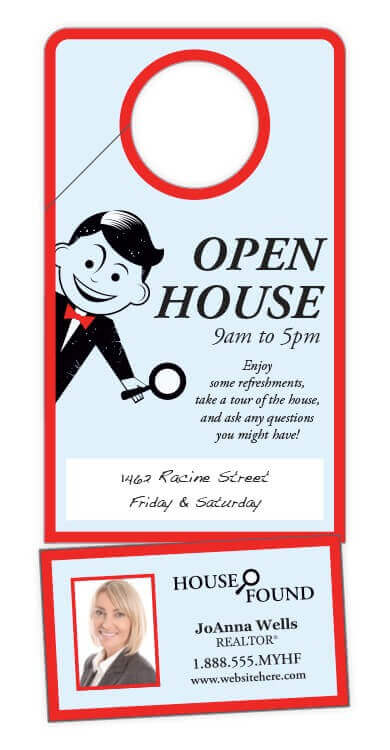 Door Hanger – Plastic W/Slit & Detachable Business Card –  Customizable