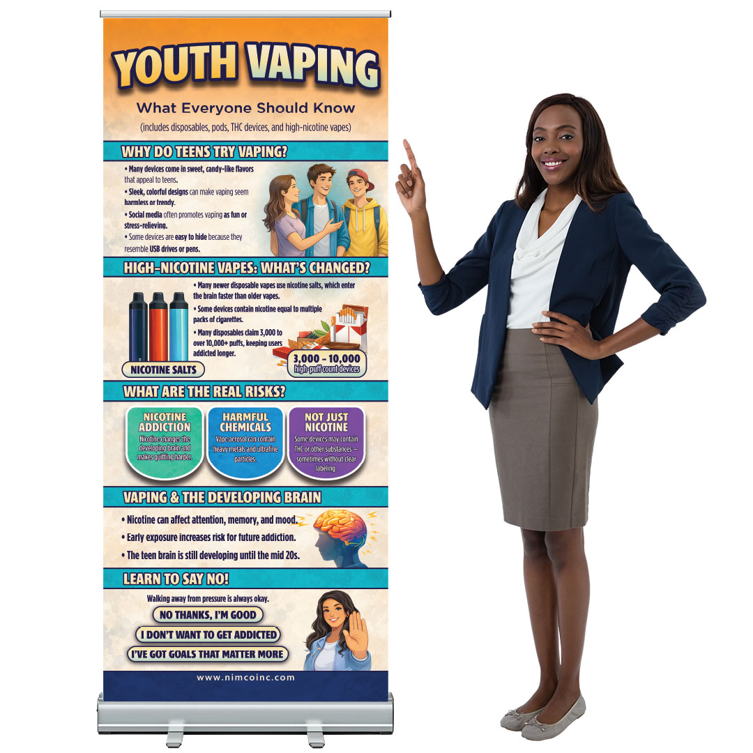 Youth Vaping Prevention Banner – Disposable Vape Awareness Display (33.5” x 79”)
