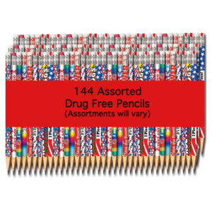 Drug Free Pencils (Assorted) – Box of 144 – Assortments Will Vary