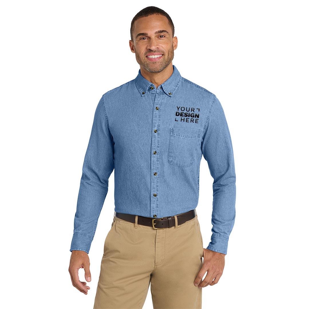 PORT & COMPANY SHORT OR LONG SLEEVE DENIM SHIRT