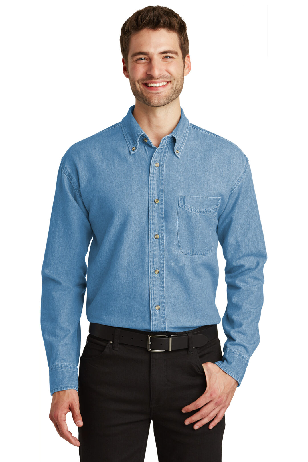 PORT & COMPANY SHORT OR LONG SLEEVE DENIM SHIRT