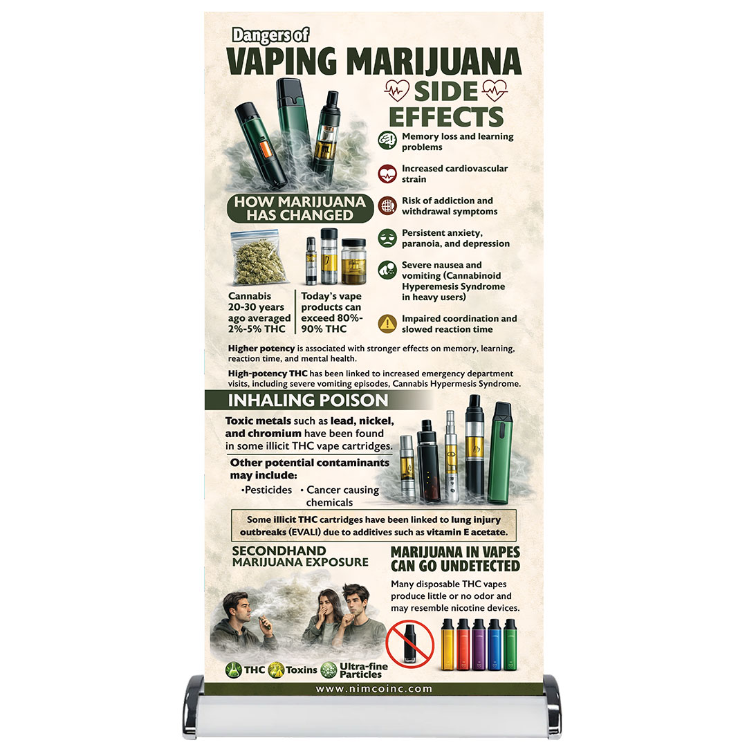 Dangers Of Vaping Marijuana-Table Top Retractable Banner Dangers Of Vaping Marijuana-Table Top Retractable Banner