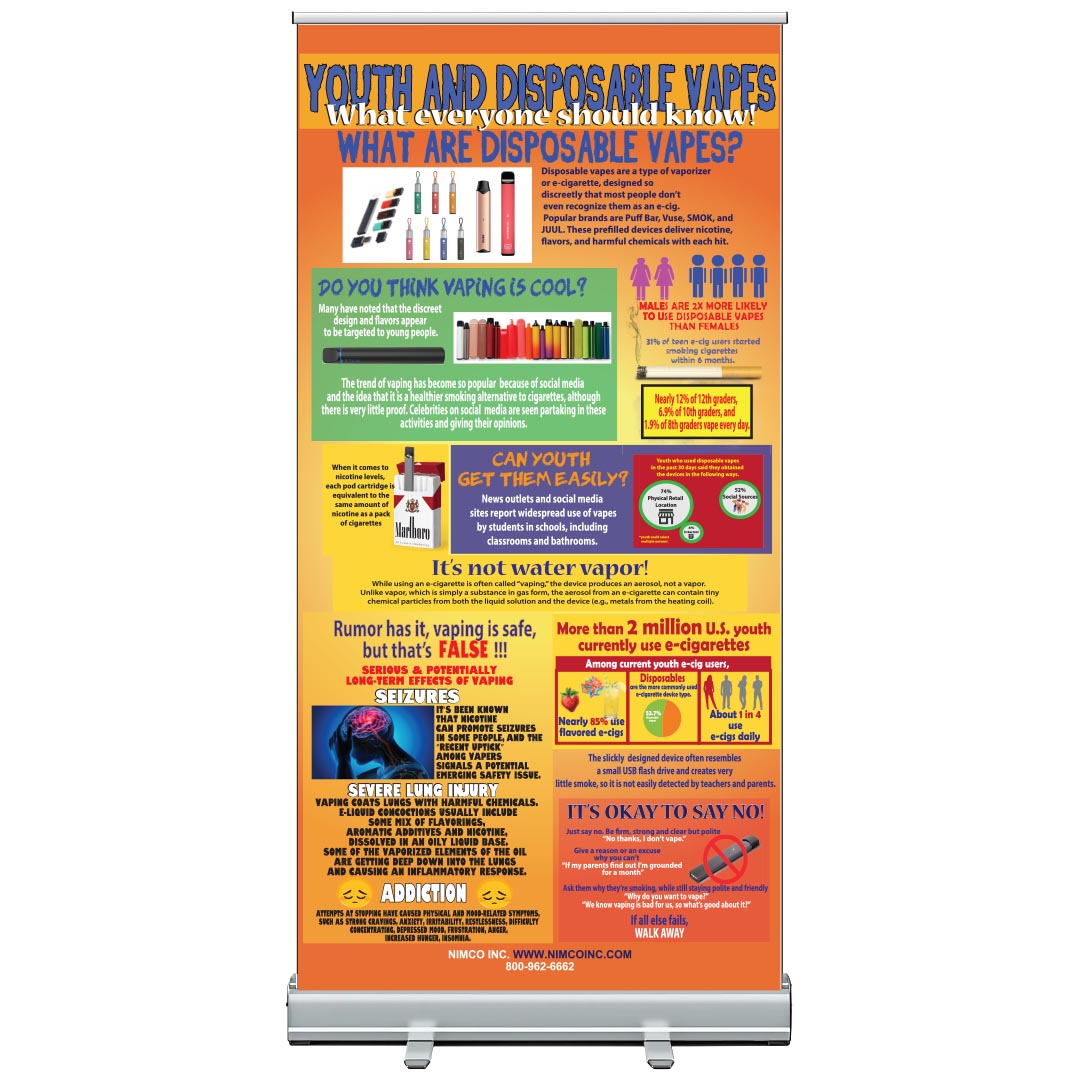 Youth and Disposable Vapes Table Top Retractable Banner (15.75″ x 32.125″)