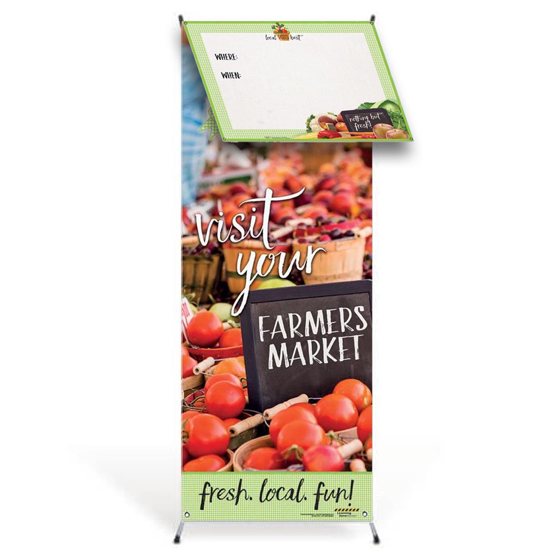 Farmers Market Vinyl Banner with Stand and Dry Erase Board