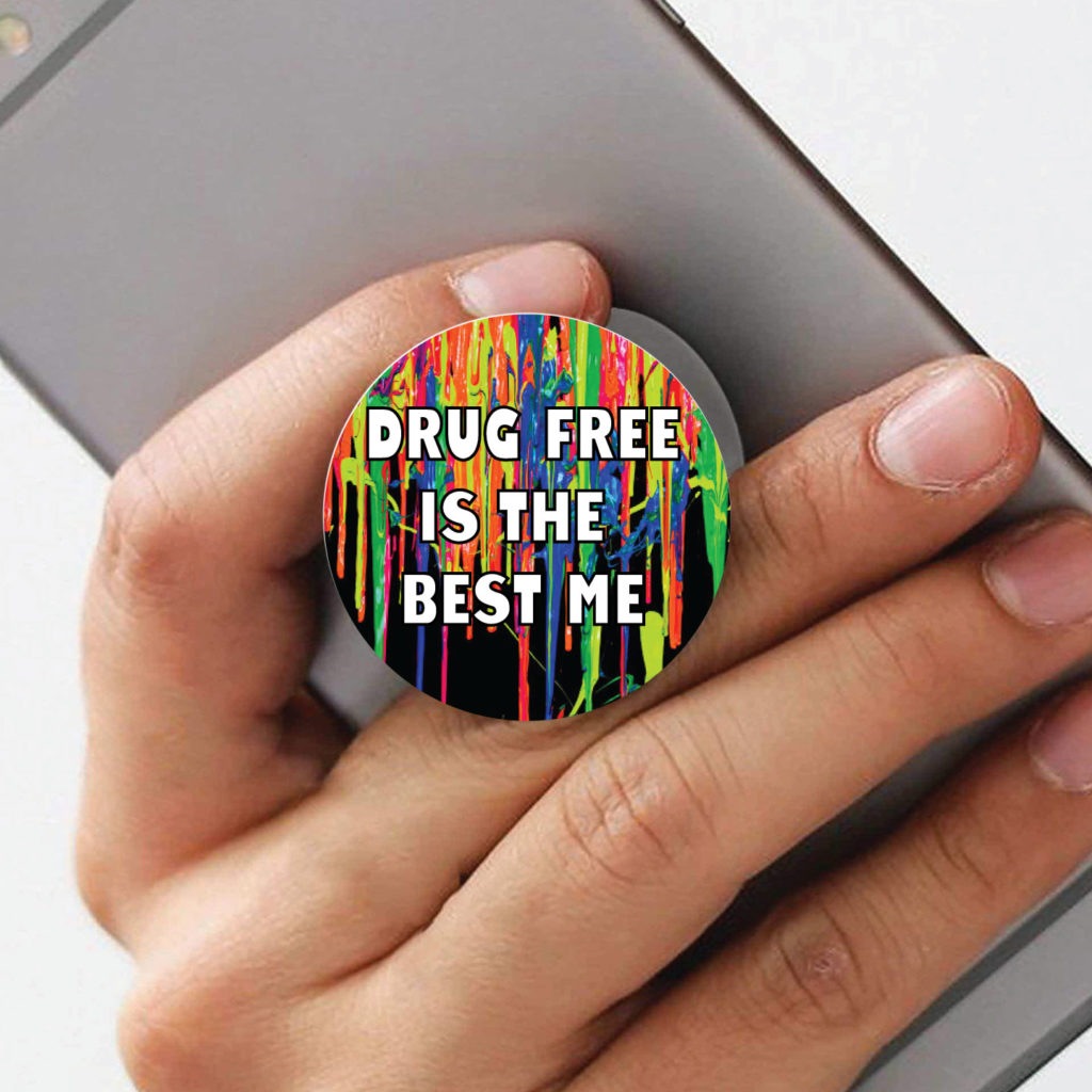 Drug Prevention PopUp Phone Gripper (Customizable): Be A Drug Free Superhero