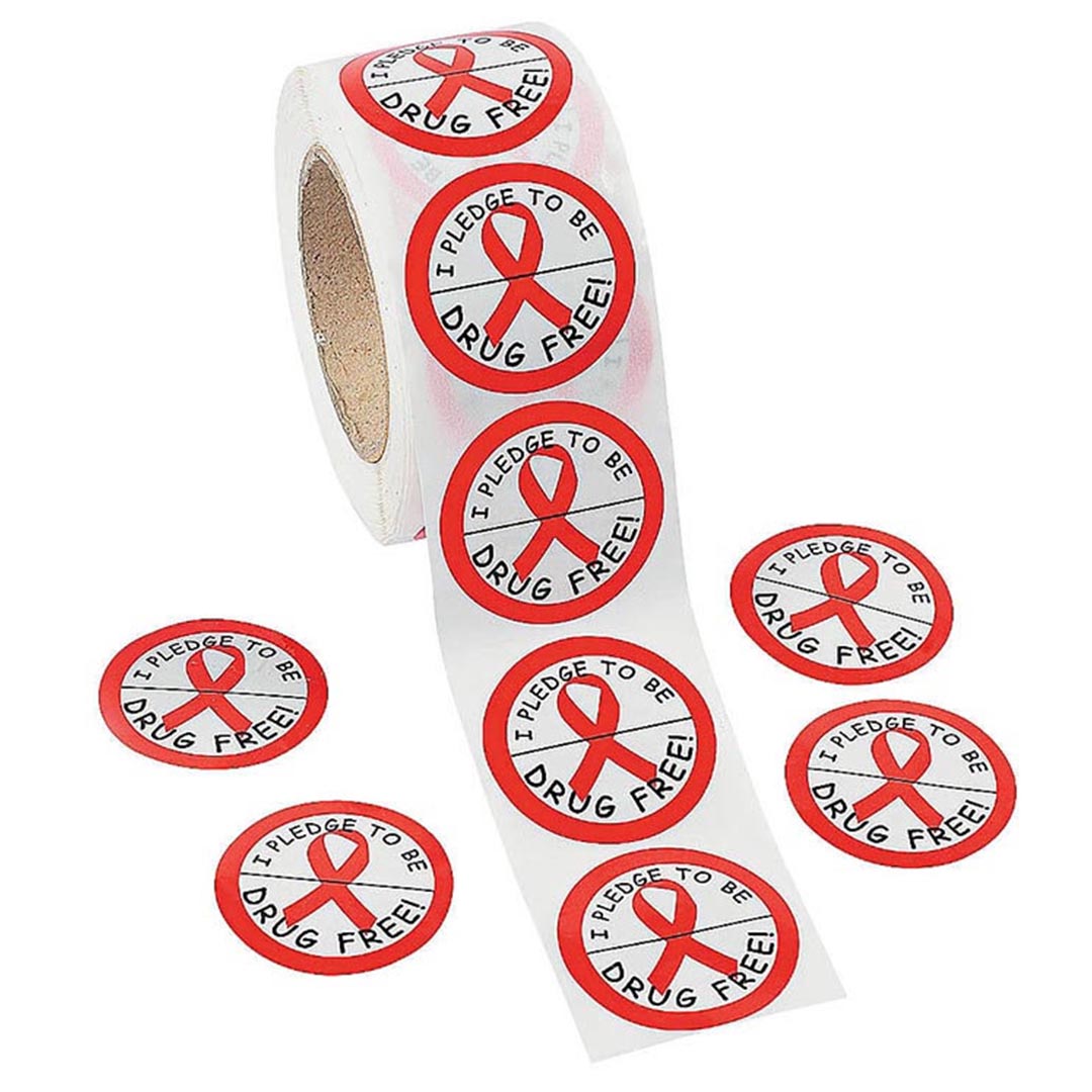 Stickers: Red Ribbon Week Sticker Roll – Rolls of 500
