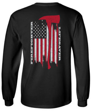 Firefighter T-Shirt Long Sleeve: Firefighter (Lifesaver) – Customizable
