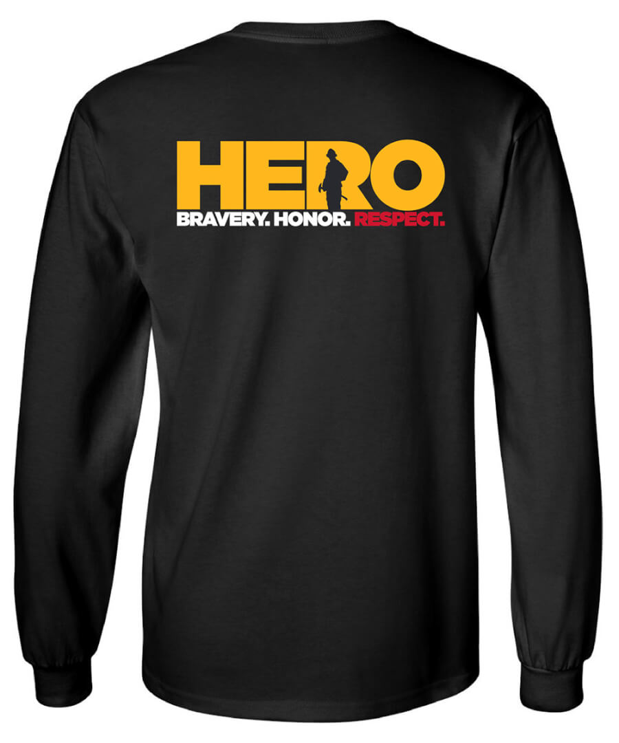Firefighter T-Shirt Long Sleeve: Hero – Bravery, Honor, Respect – Customizable Firefighter T-Shirt Long Sleeve: Hero – Bravery, Honor, Respect – Customizable