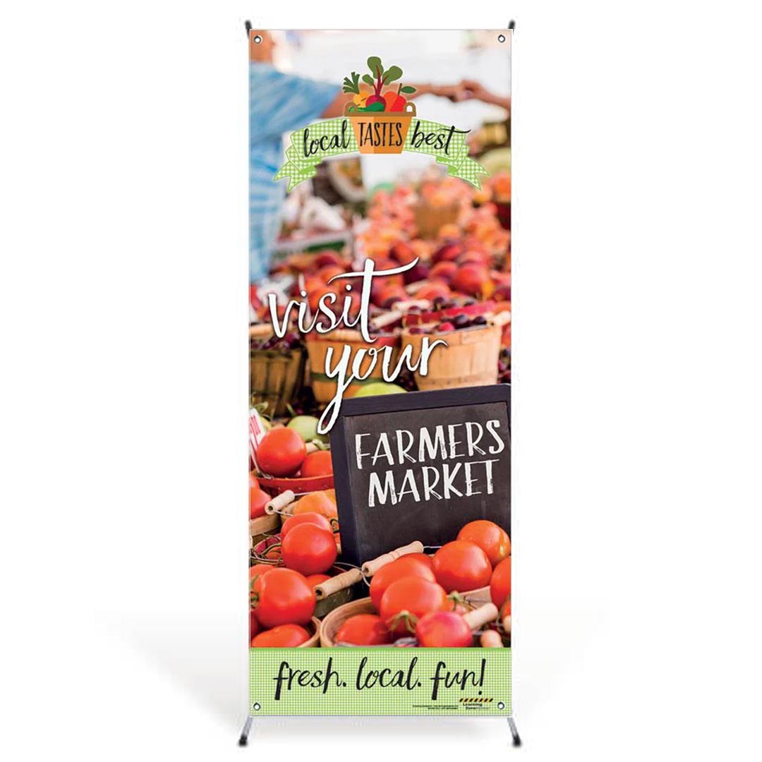 Farmers Market Vinyl Banner with Stand