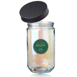 Luminous 50 oz. Iridescent Glass Storage Jars