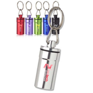 Metallic Aluminum Pill Bottle Keychains