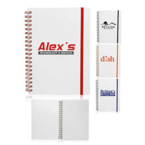 White Spiral Notebooks with Elastic Band