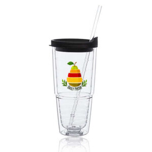 24 oz. Double Wall Solid Clear Orbit Acrylic Tumblers