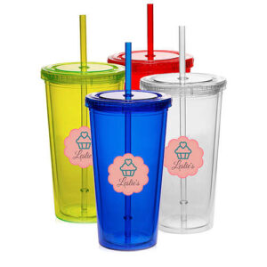 20 oz. Double Wall Acrylic Tumblers With Straws