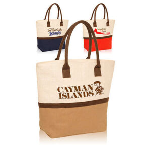 Two-Tone Jute Beach Tote Bags