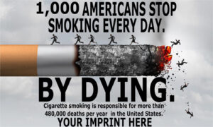 Tobacco Prevention Banner (Customizable): 1,000 Americans Stop Smoking Every Day.