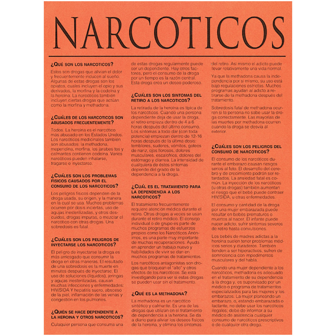 Narcotics – Drug Fact Sheets (Sold in Sets of 50)