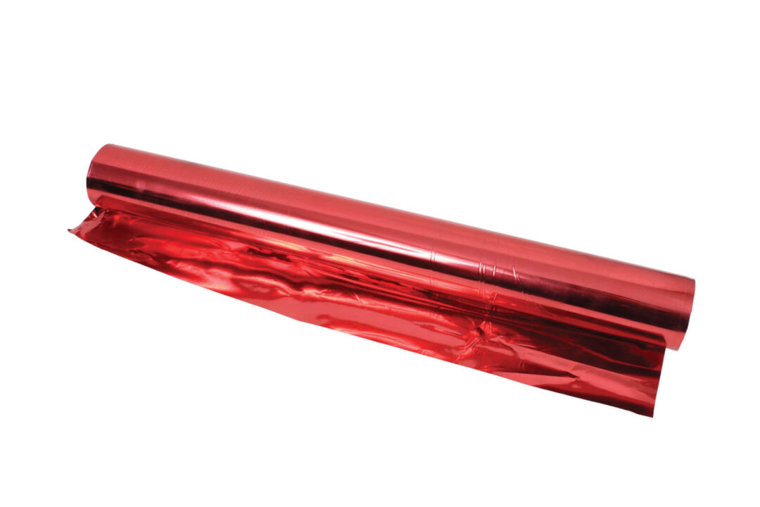 18″ x 50 Yards of Reflective Rolled Ribbon Red