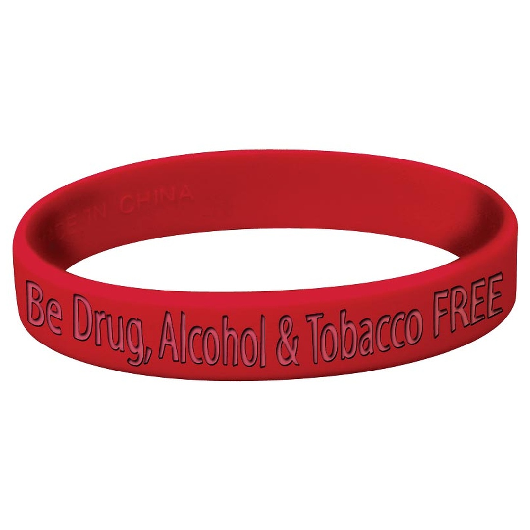 Be Drug, Alcohol & Tobacco FREE Silicone Bracelet (RED)