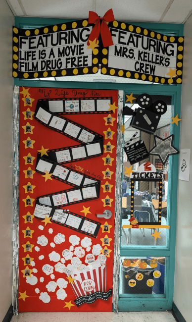 Life is a Movie Film Drug Free - Red Ribbon Week Door Decorating Ideas