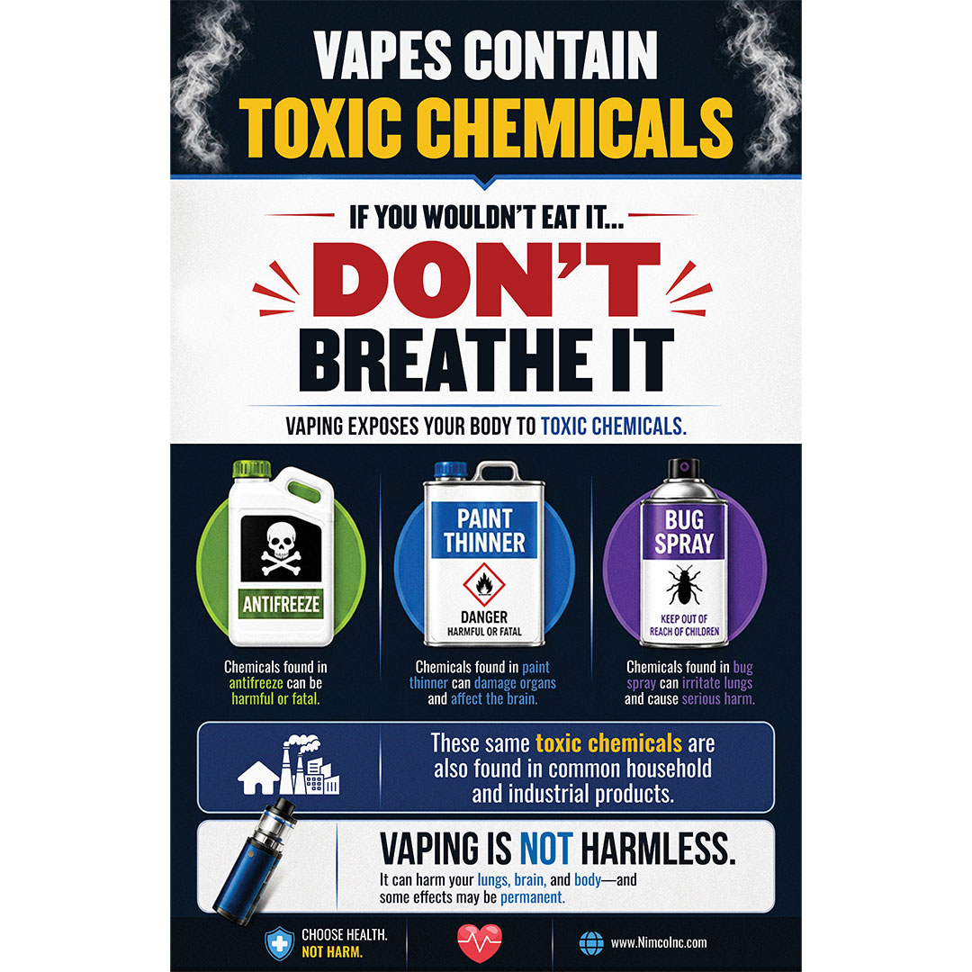 Vaping Prevention Banner: Vapes Contain Toxic Chemicals Vaping Prevention Banner: Vapes Contain Toxic Chemicals