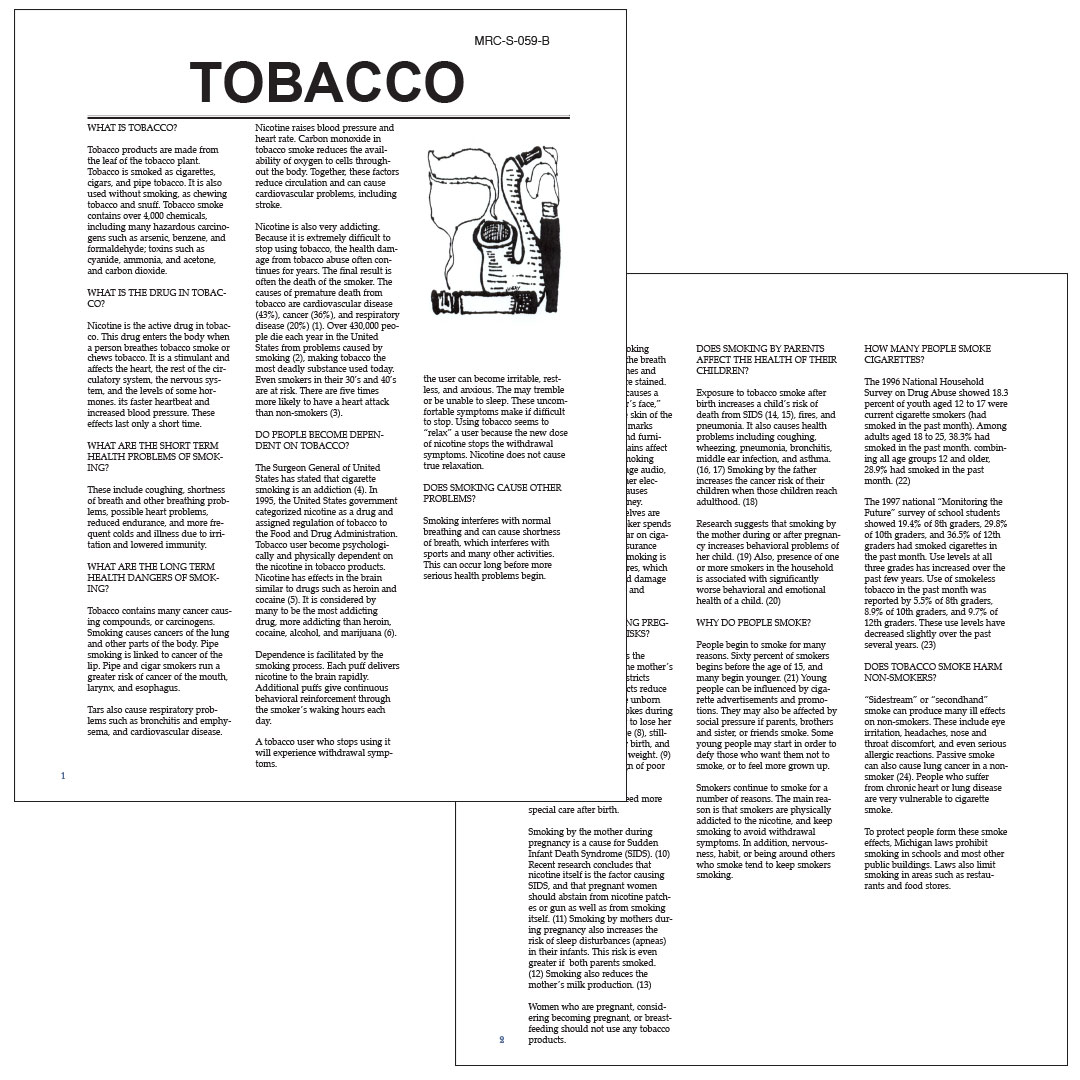 Tobacco – Drug Fact Sheets (Sold in Sets of 50)
