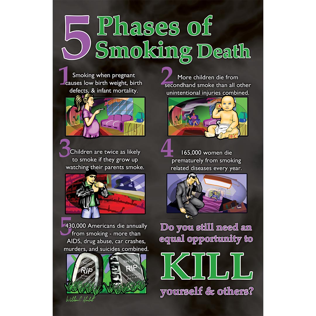 5 Phases of Smoking Death Poster