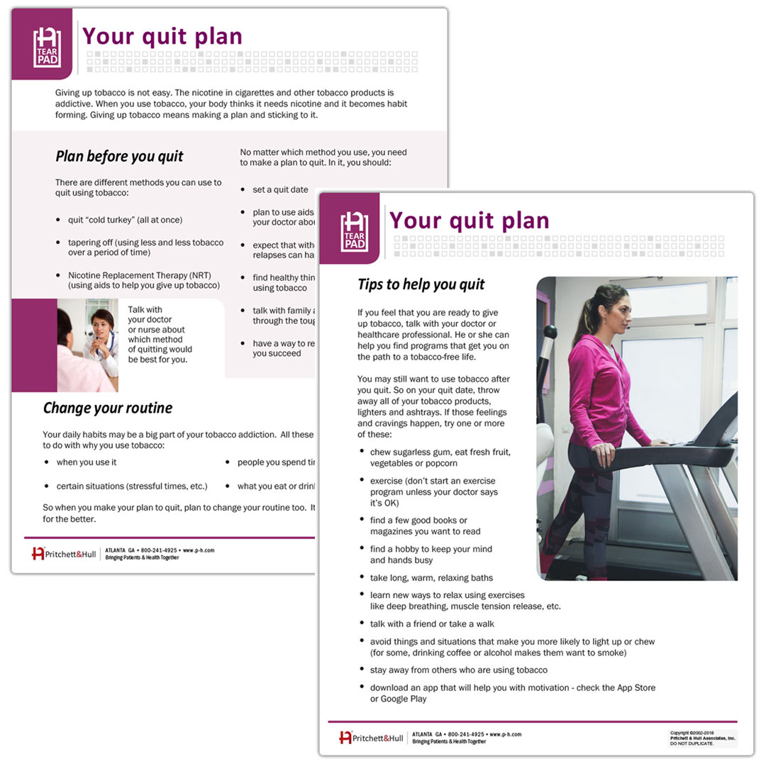 Tobacco Use Quit Plan Tear Pads – Smoking & Nicotine Cessation Tearpad