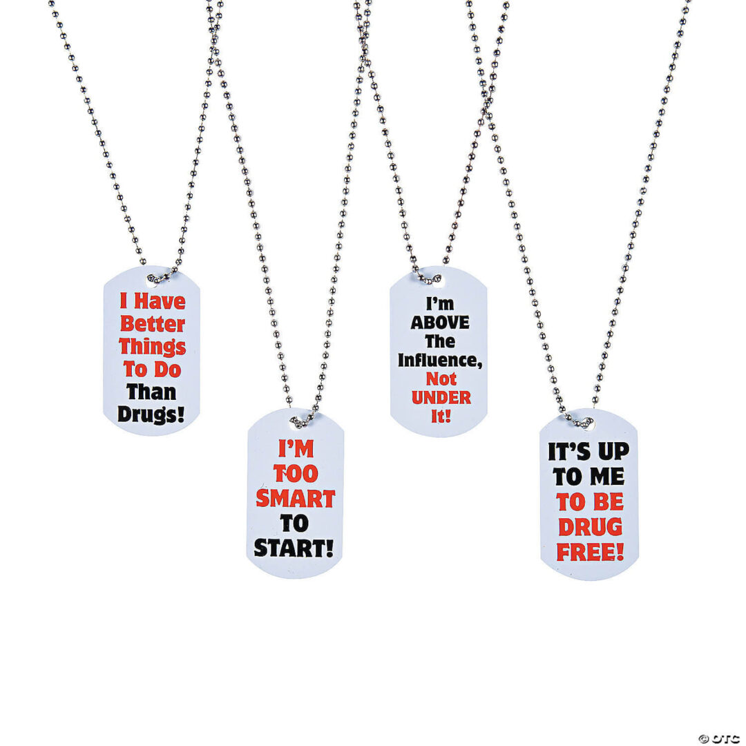 Red Ribbon Week Dog Tag Necklaces – Set of 12