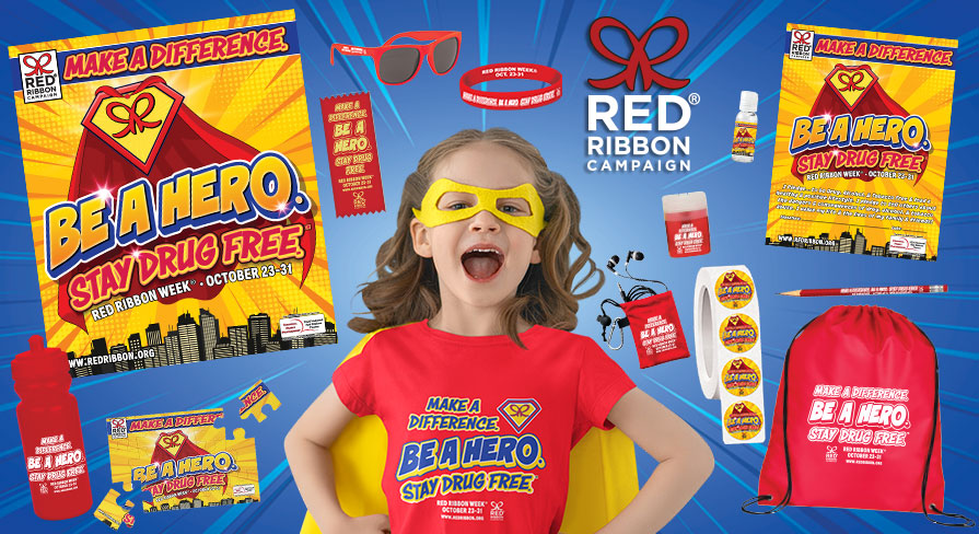 2026 Red Ribbon Week Official Theme Make A Difference. Be A Hero. Stay Drug Free. promotional products.