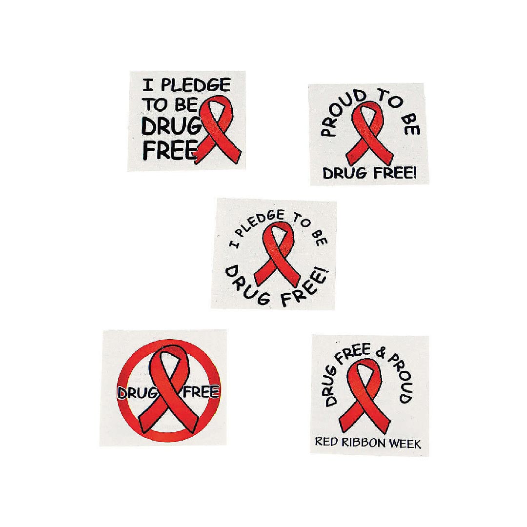 Red Ribbon Week Temporary Tattoos – Set of 72